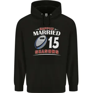 15 Year Wedding Anniversary 15th Rugby Mens 80% Cotton Hoodie