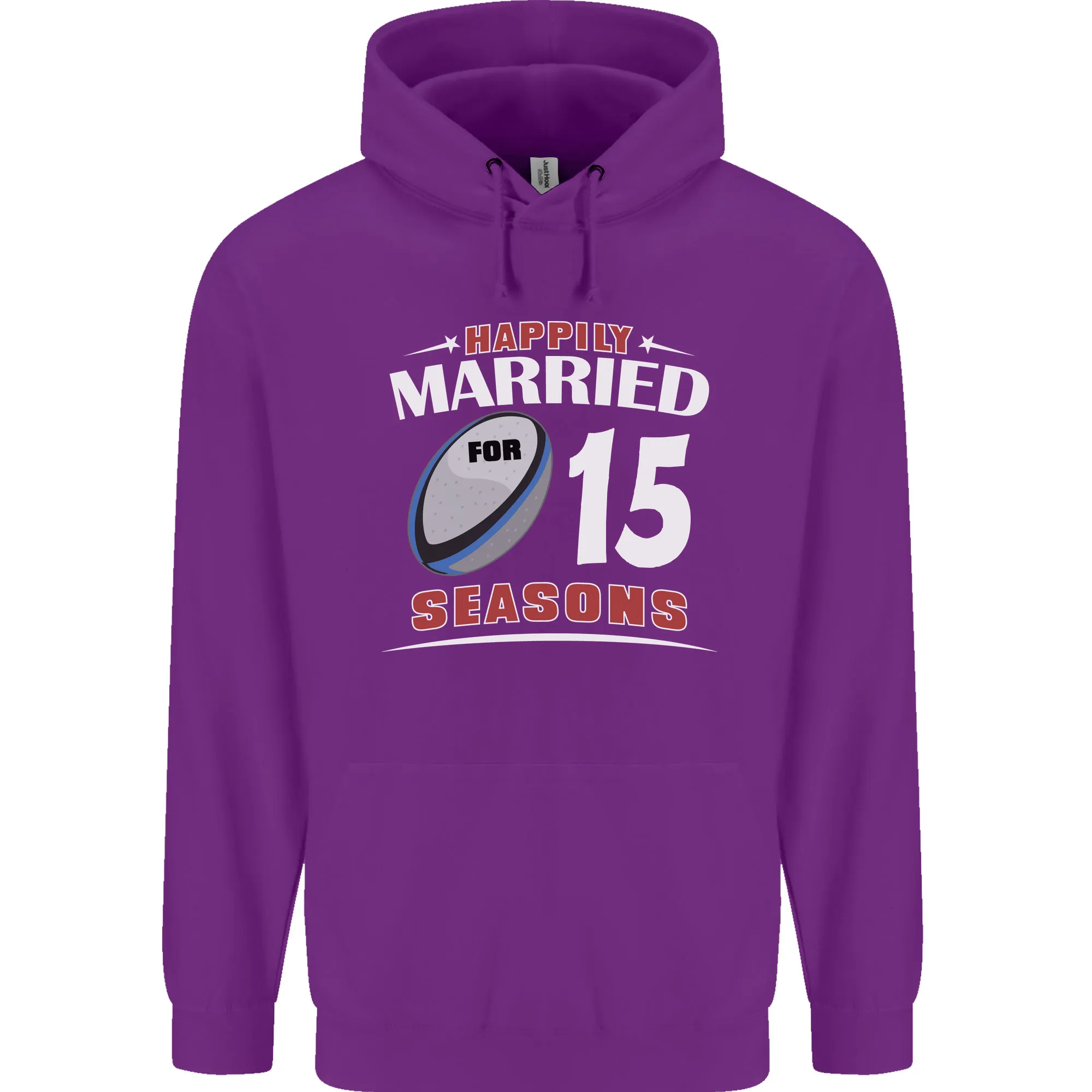 15 Year Wedding Anniversary 15th Rugby Mens 80% Cotton Hoodie