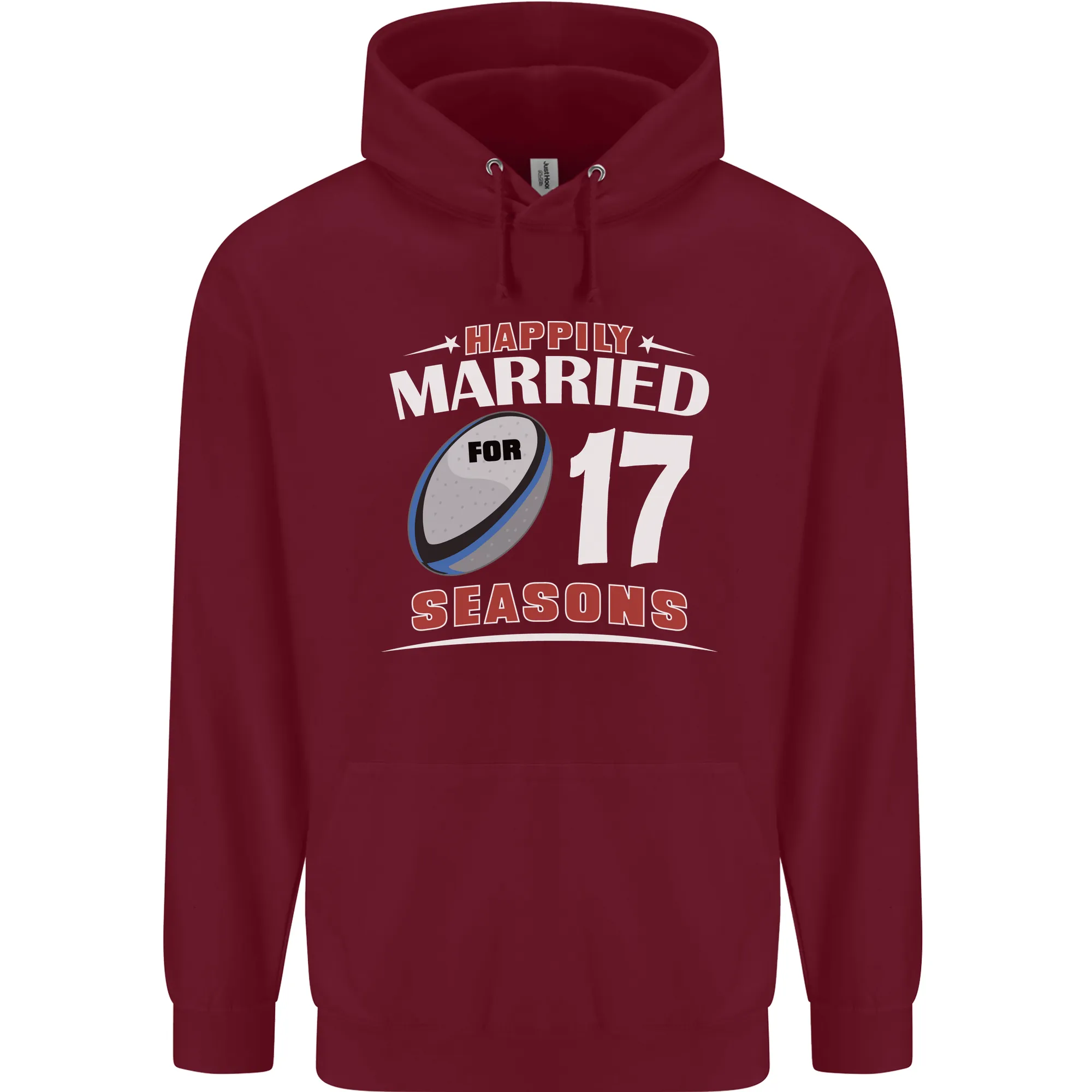 17 Year Wedding Anniversary 17th Rugby Mens 80% Cotton Hoodie