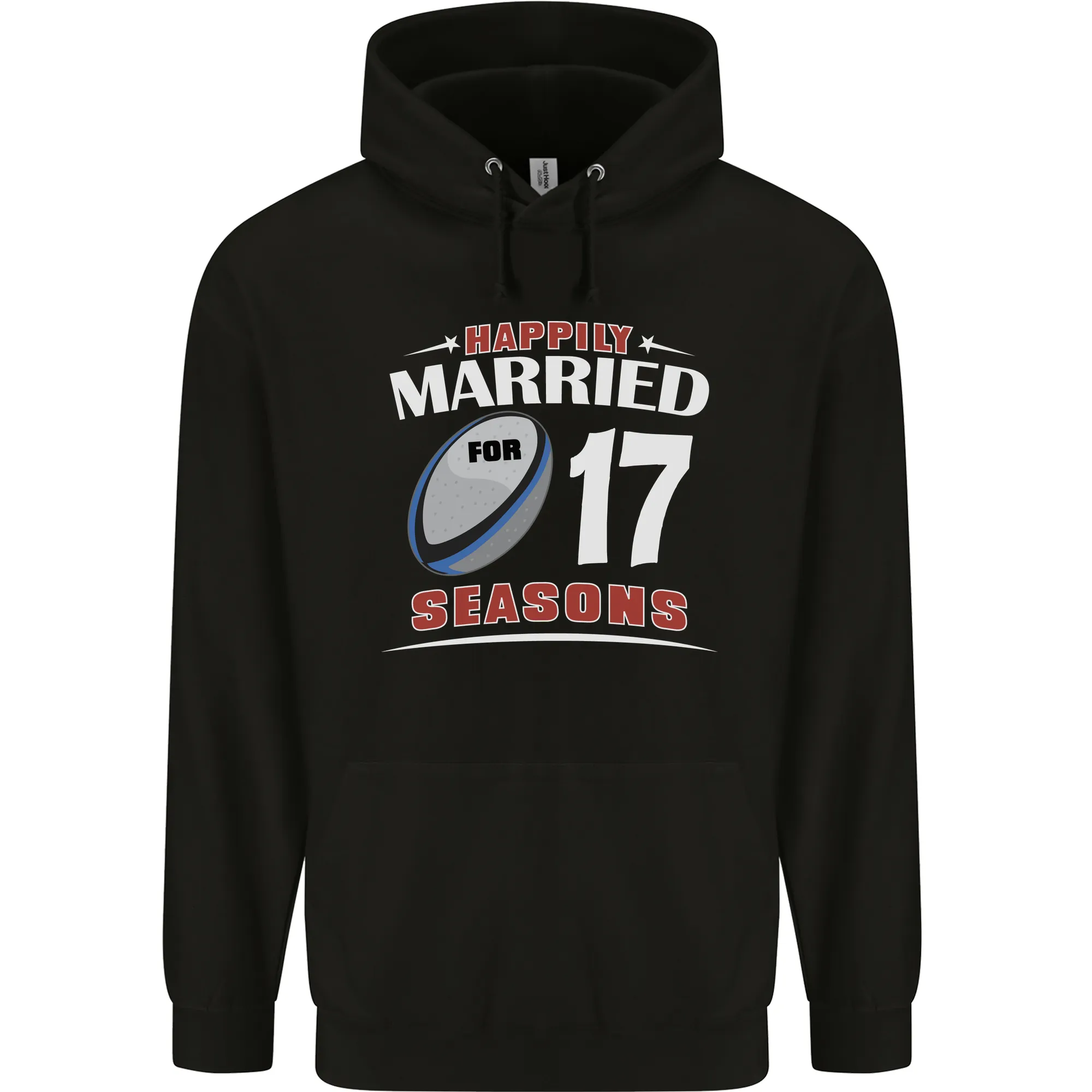 17 Year Wedding Anniversary 17th Rugby Mens 80% Cotton Hoodie