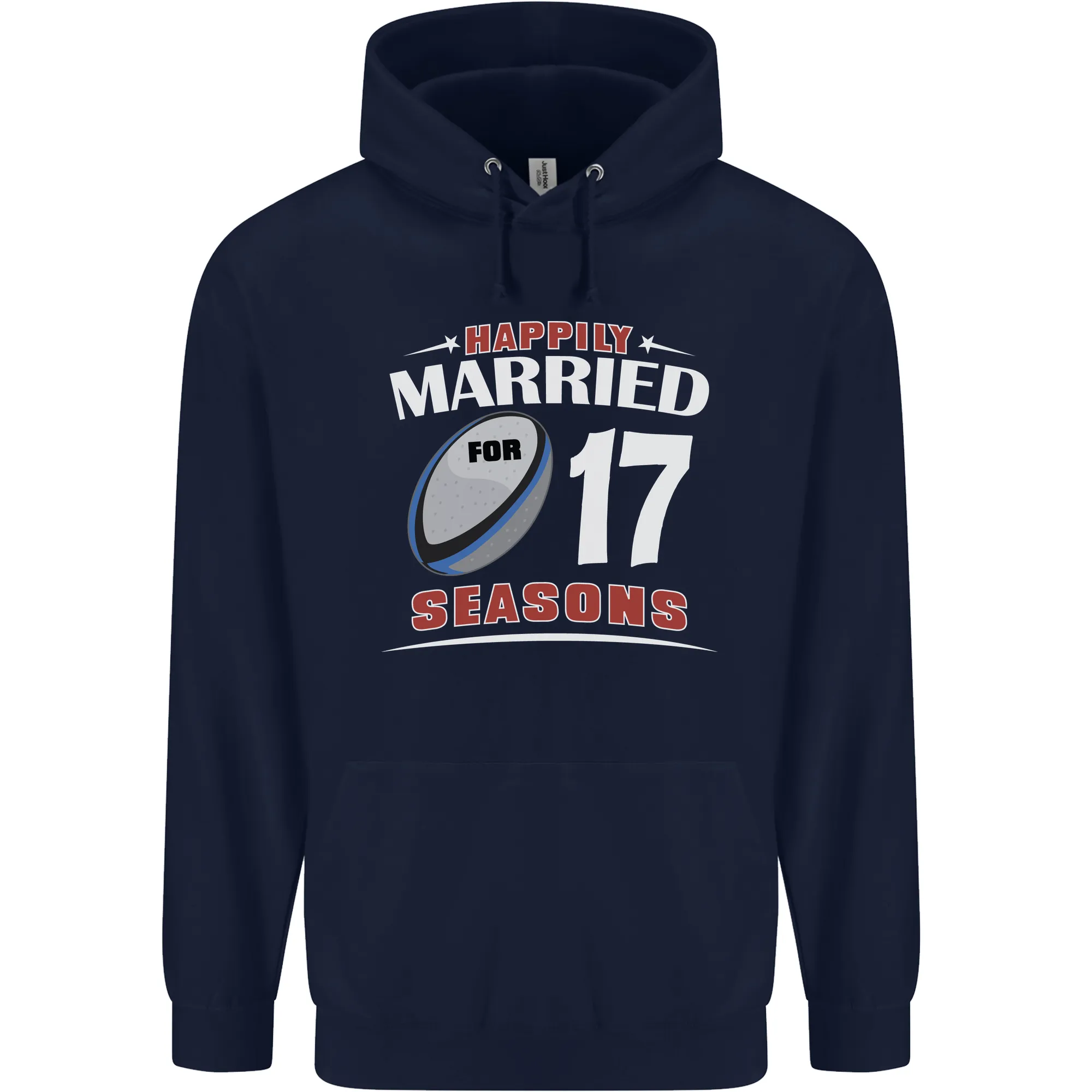 17 Year Wedding Anniversary 17th Rugby Mens 80% Cotton Hoodie