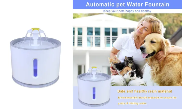 2.4L Automatic Pet Cat Water Fountain with LED Electric USB