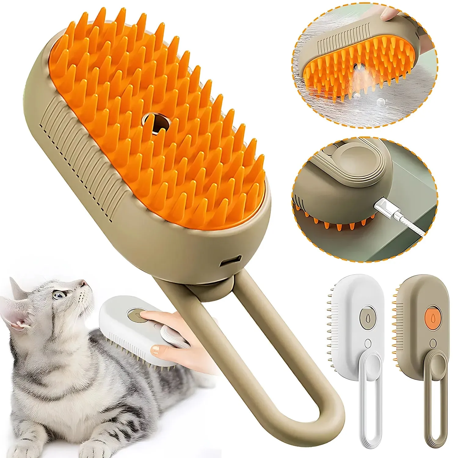 3 in 1 Motorized Spray Cat Brush Dog Massage Brush for Grooming Massage, Tangle Removal and Loose Hair Pet Products