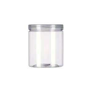 400ml PET Plastic Jar with Lid Crystal Clear 8.5x8.5cm