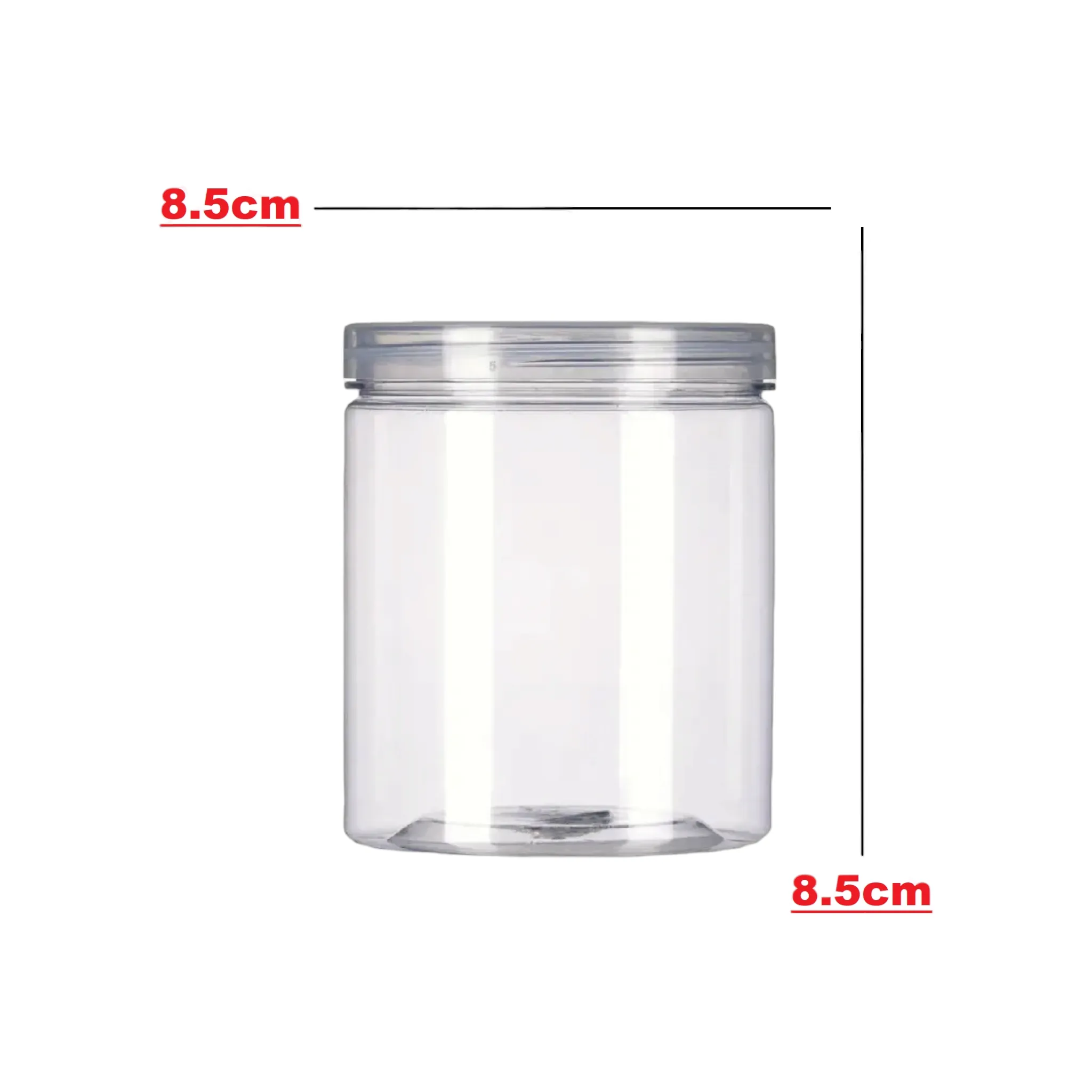 400ml PET Plastic Jar with Lid Crystal Clear 8.5x8.5cm