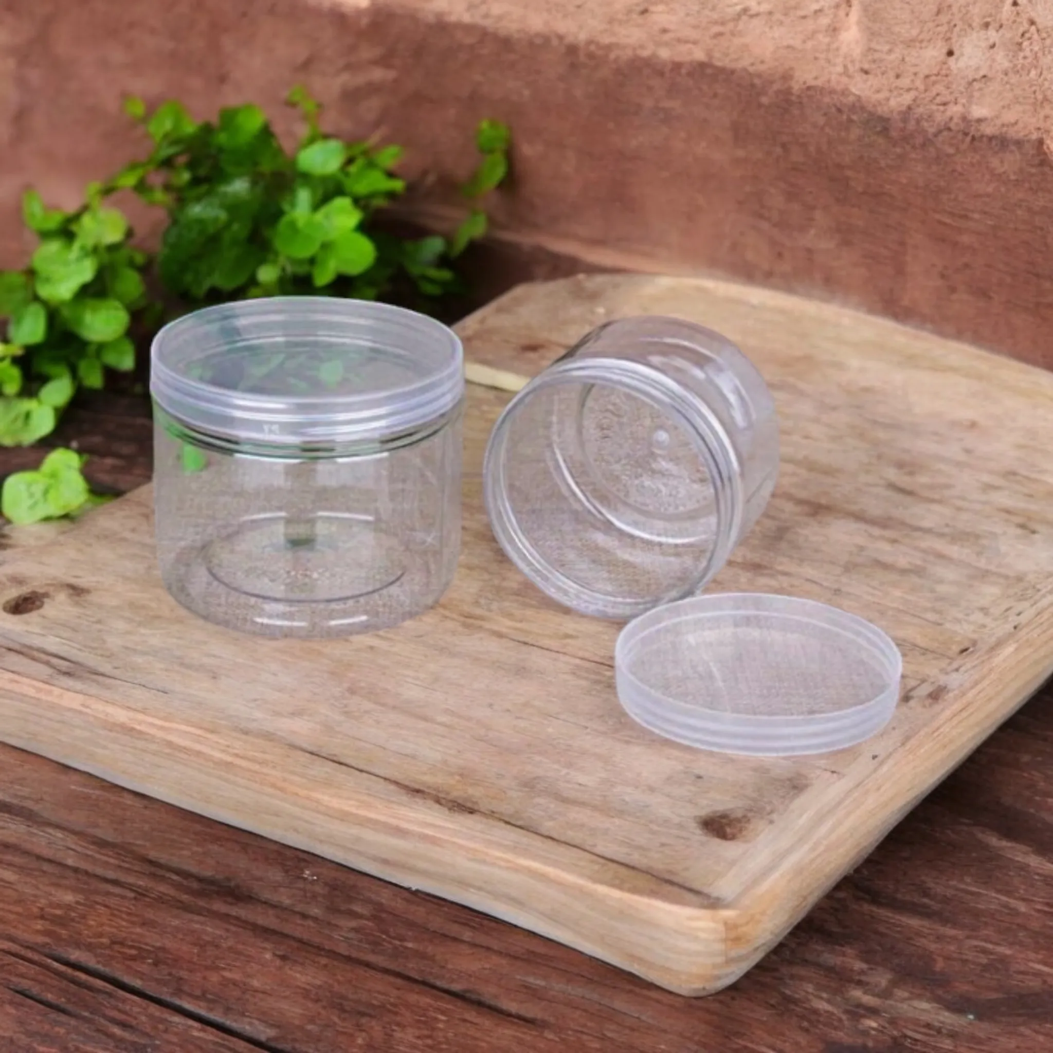 400ml PET Plastic Jar with Lid Crystal Clear 8.5x8.5cm