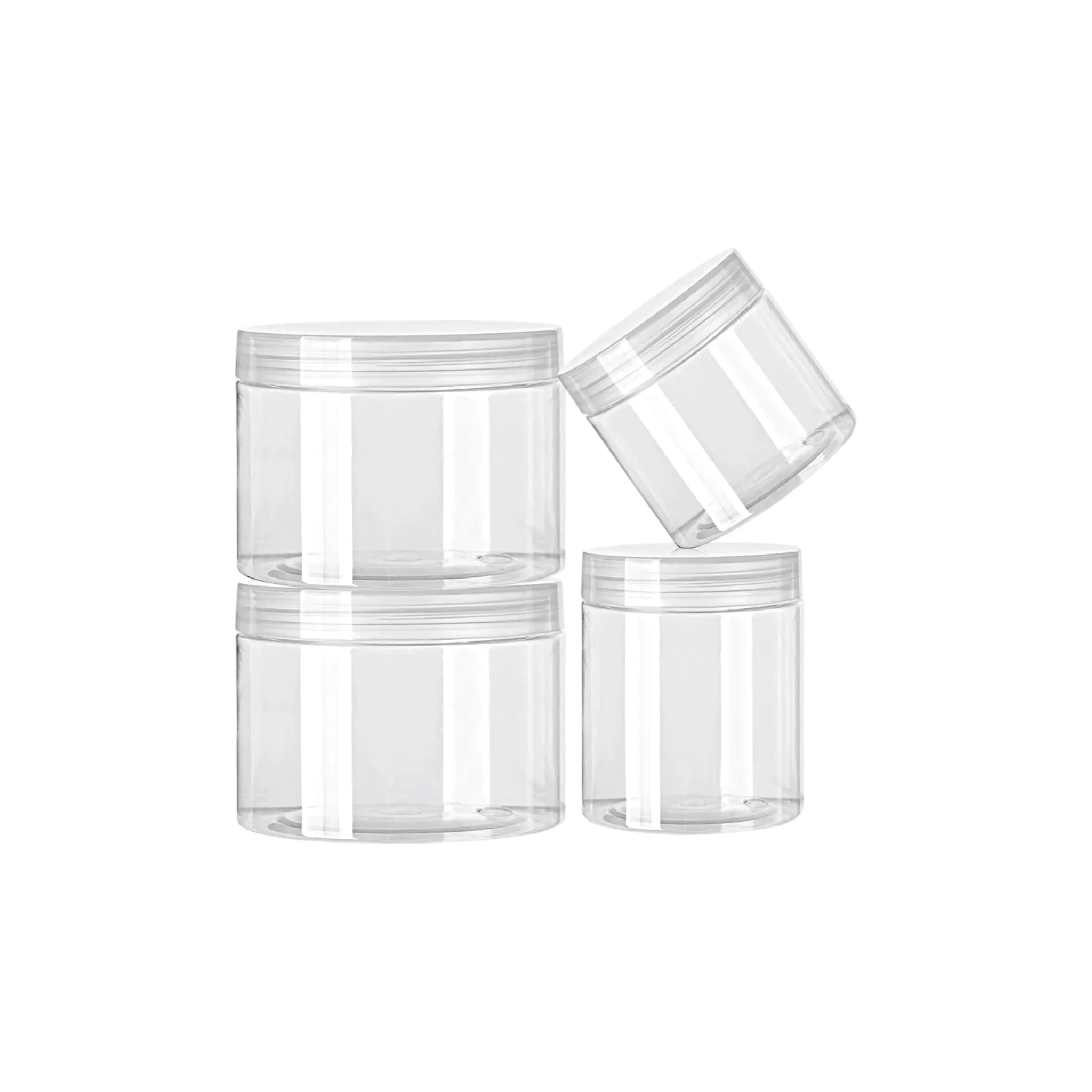 400ml PET Plastic Jar with Lid Crystal Clear 8.5x8.5cm