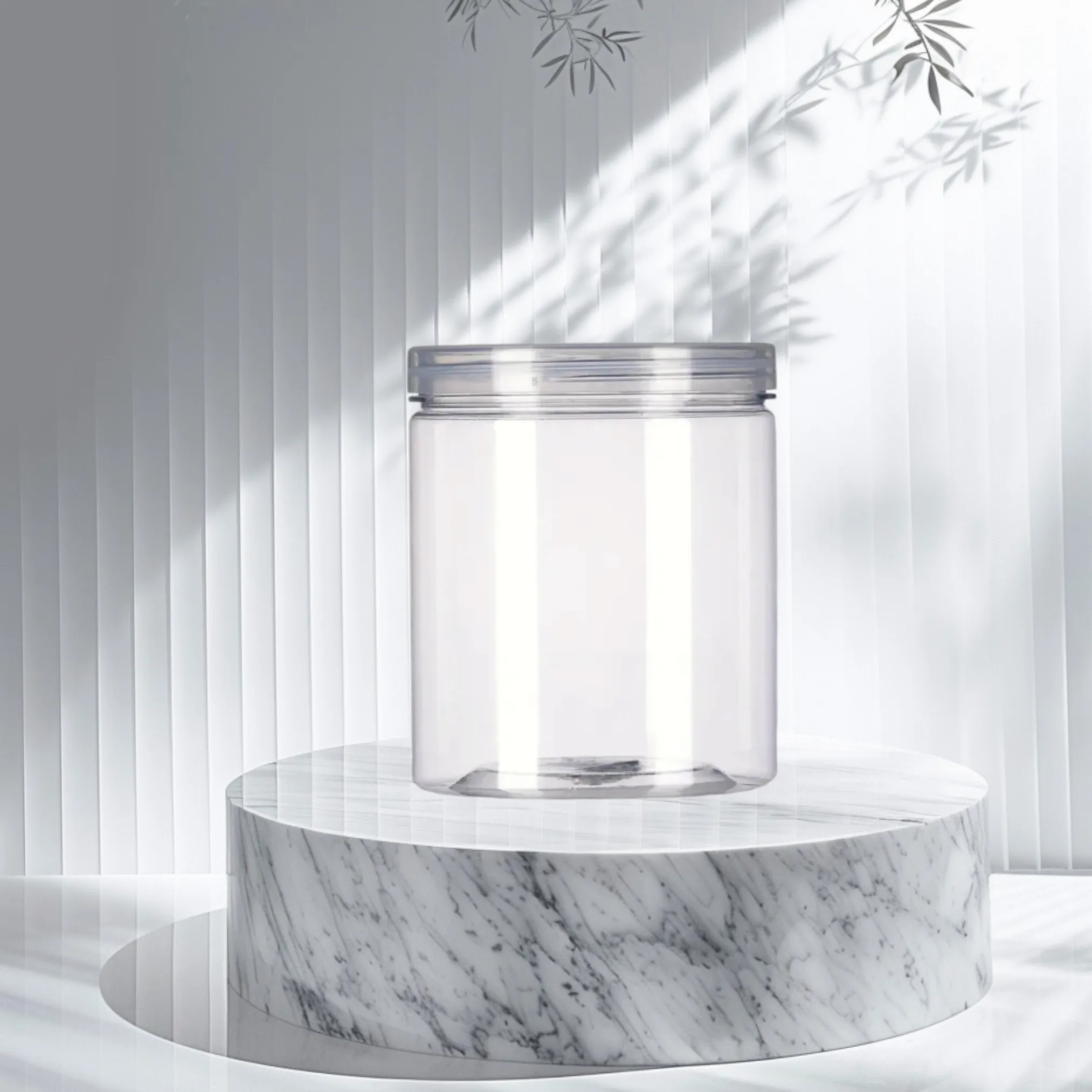 400ml PET Plastic Jar with Lid Crystal Clear 8.5x8.5cm