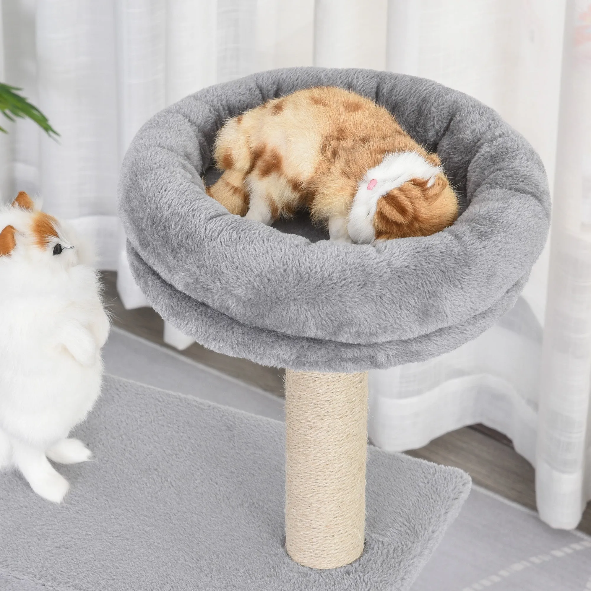 96cm Cat Tree for Indoor Cats Condo Sisal Scratching Post Cat Tower Kitten Play House Dangling Ball Activity Center Furniture Grey