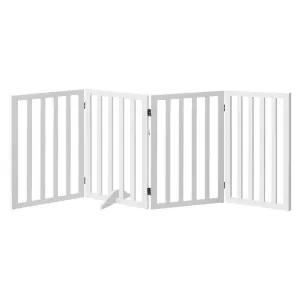 Alopet Wooden Pet Gate Dog Fence Safety Stair Barrier Security Door 4-Panel 80cm