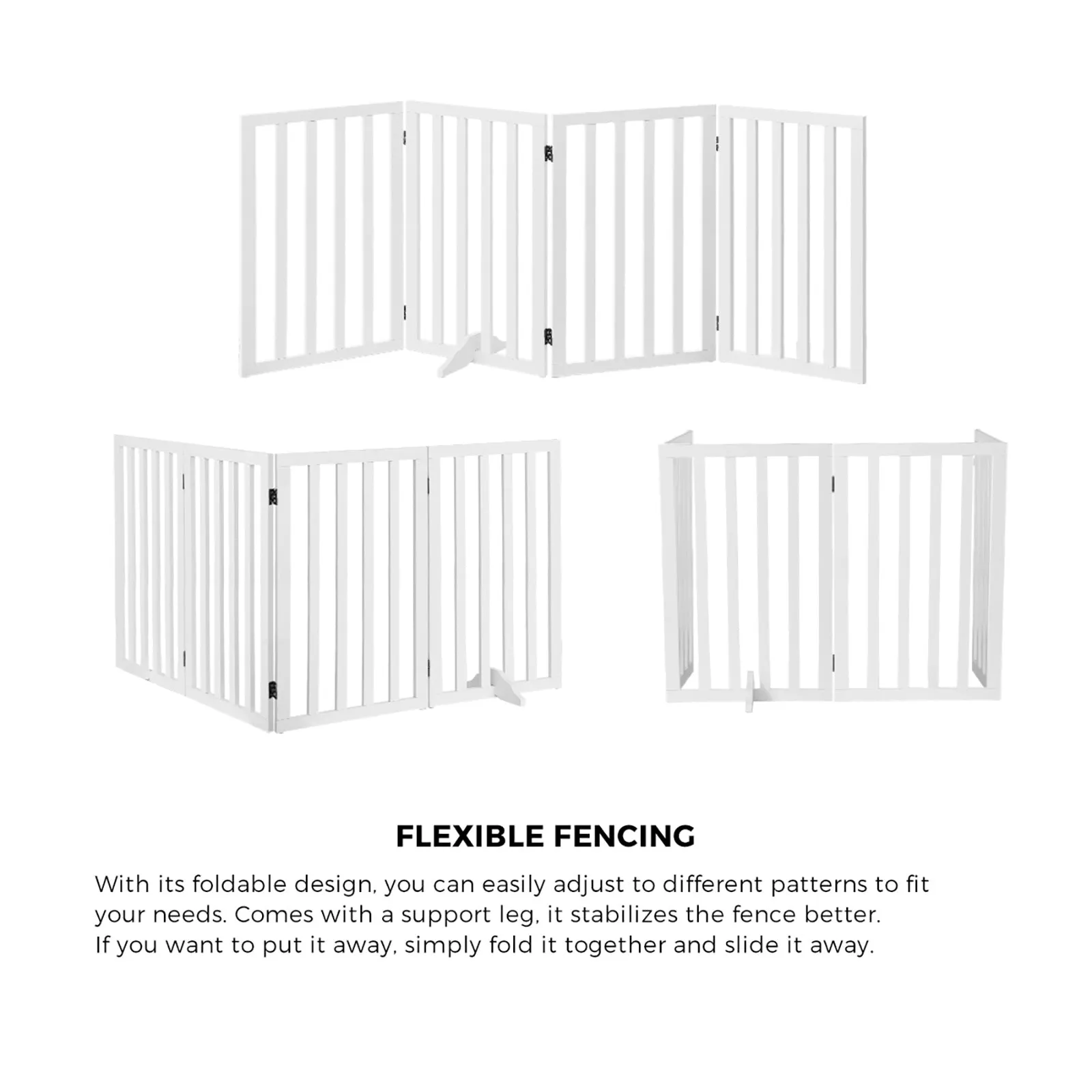 Alopet Wooden Pet Gate Dog Fence Safety Stair Barrier Security Door 4-Panel 80cm