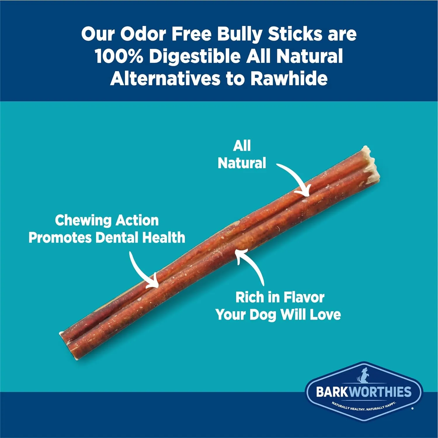 Barkworthies Odor Free Standard Bully Sticks for Dogs