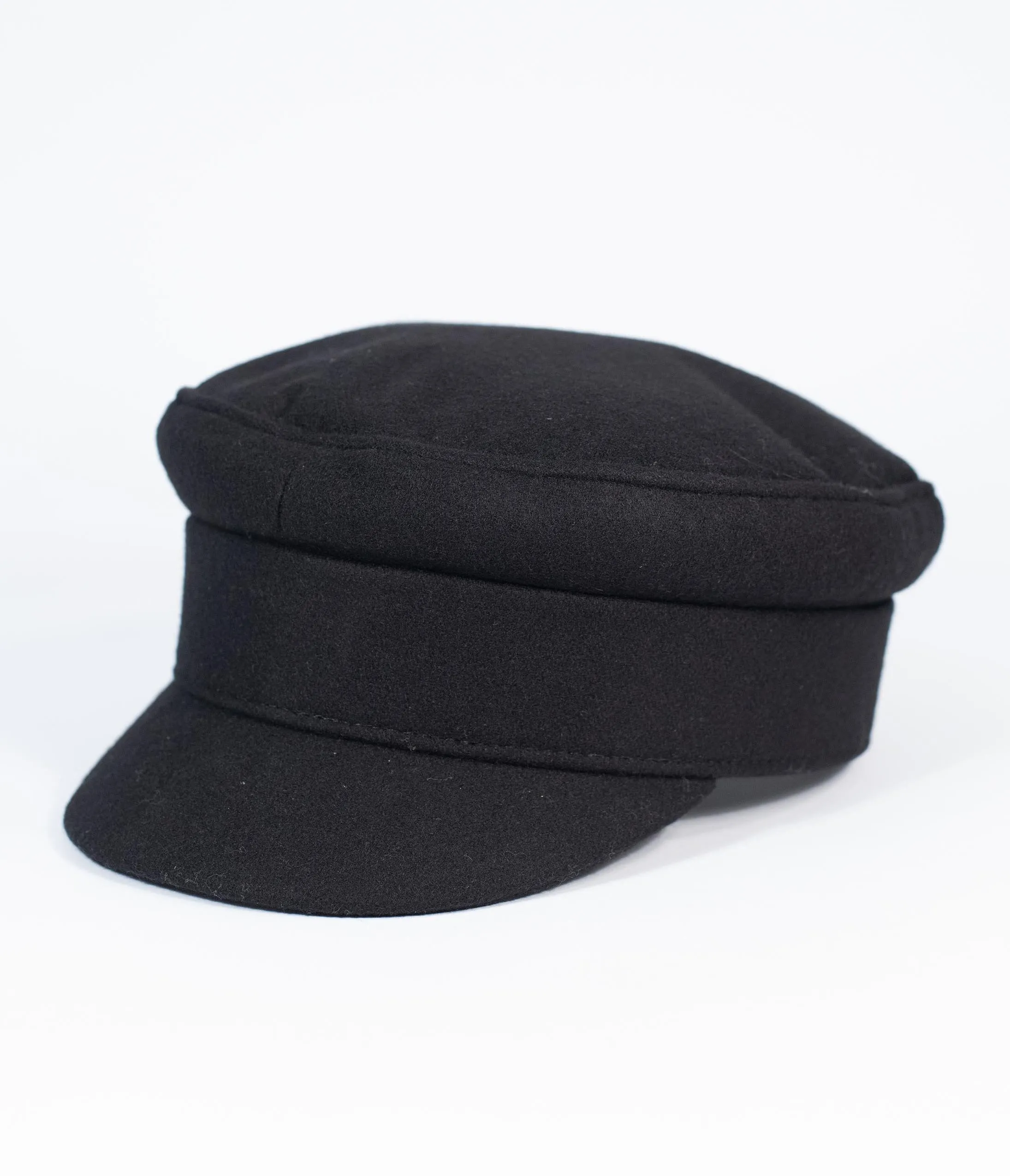 Black Wool Cabbie Cap