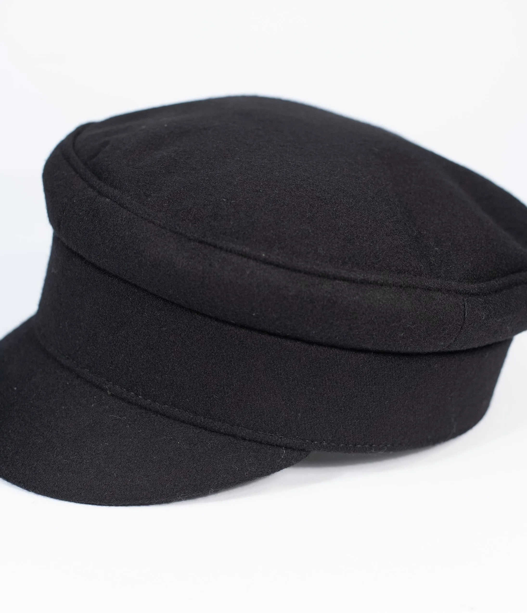 Black Wool Cabbie Cap