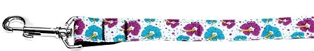 Blue And Purple Hibiscus Flower Nylon Dog Leash 3-8 Inch Wide 6ft Long