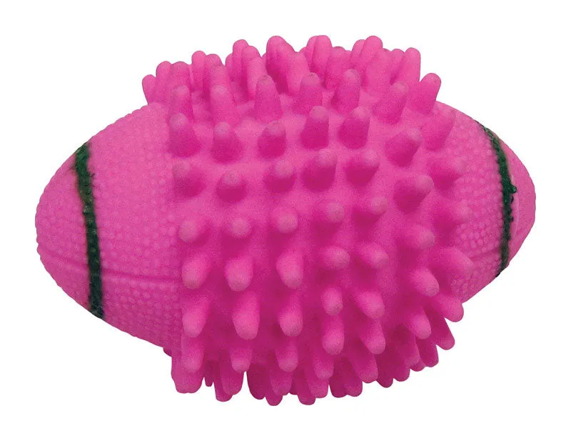 Boss Pet Digger's Pink Vinyl Spiked Football Squeaky Dog Toy Medium 1 pk