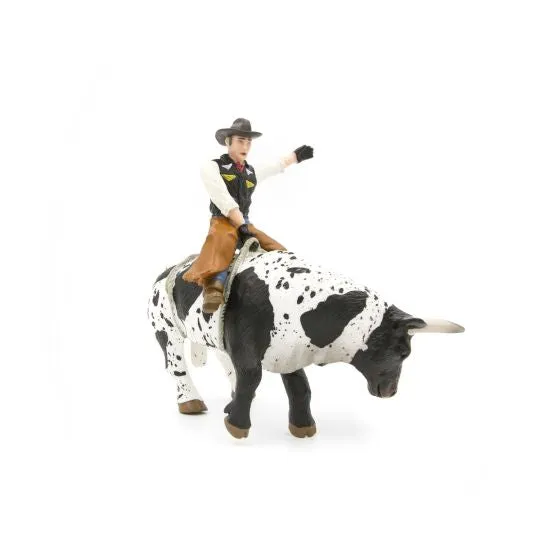 Bucking Bull & Rider Black/White