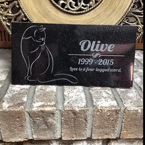 Cat Silhouette | Memorial Stone Personalized Outdoor Waterproof Black Granite