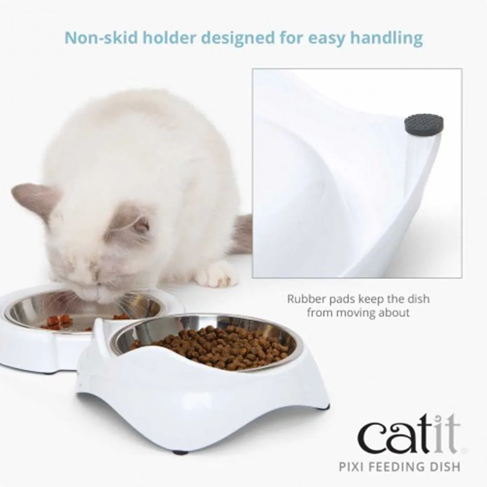 Catit Pixi Feeding Dish Double White 2 x 200ml