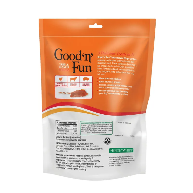 Good 'n' Fun Triple Flavor Wings Treats For Dogs 4 oz