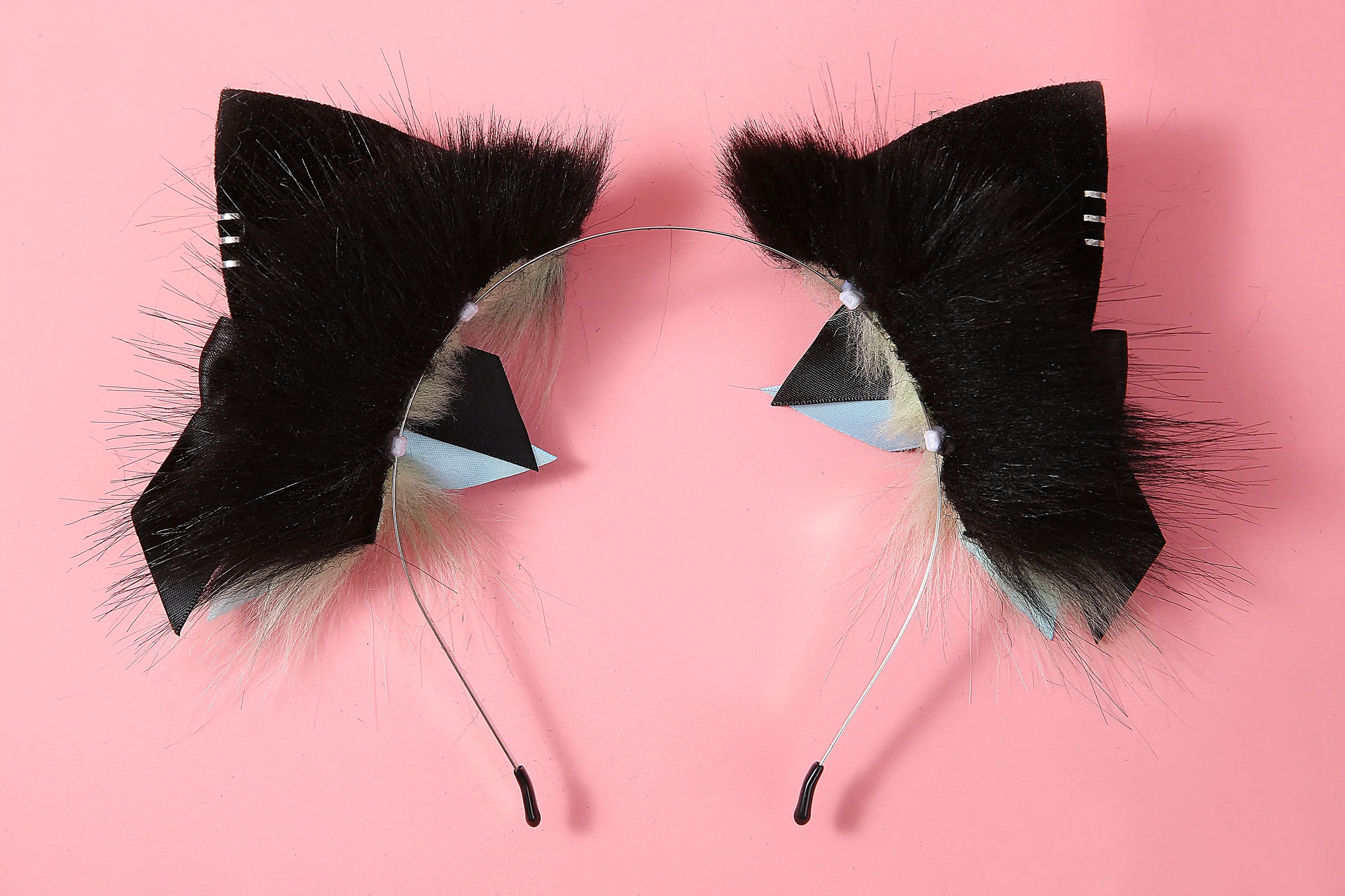 Green black cat ears headband and tail set kitten tail and ears cosplay