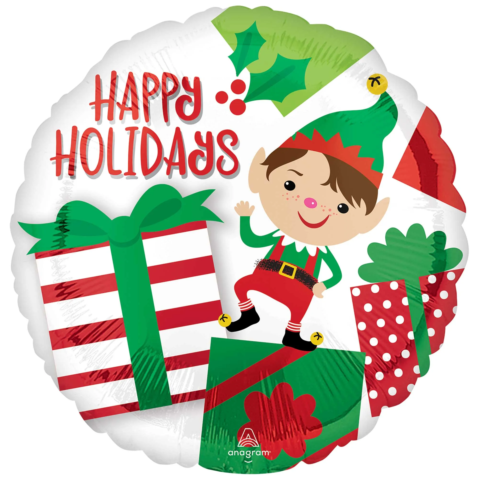 Happy Holidays Adorable Elf Foil Balloon 45cm Each