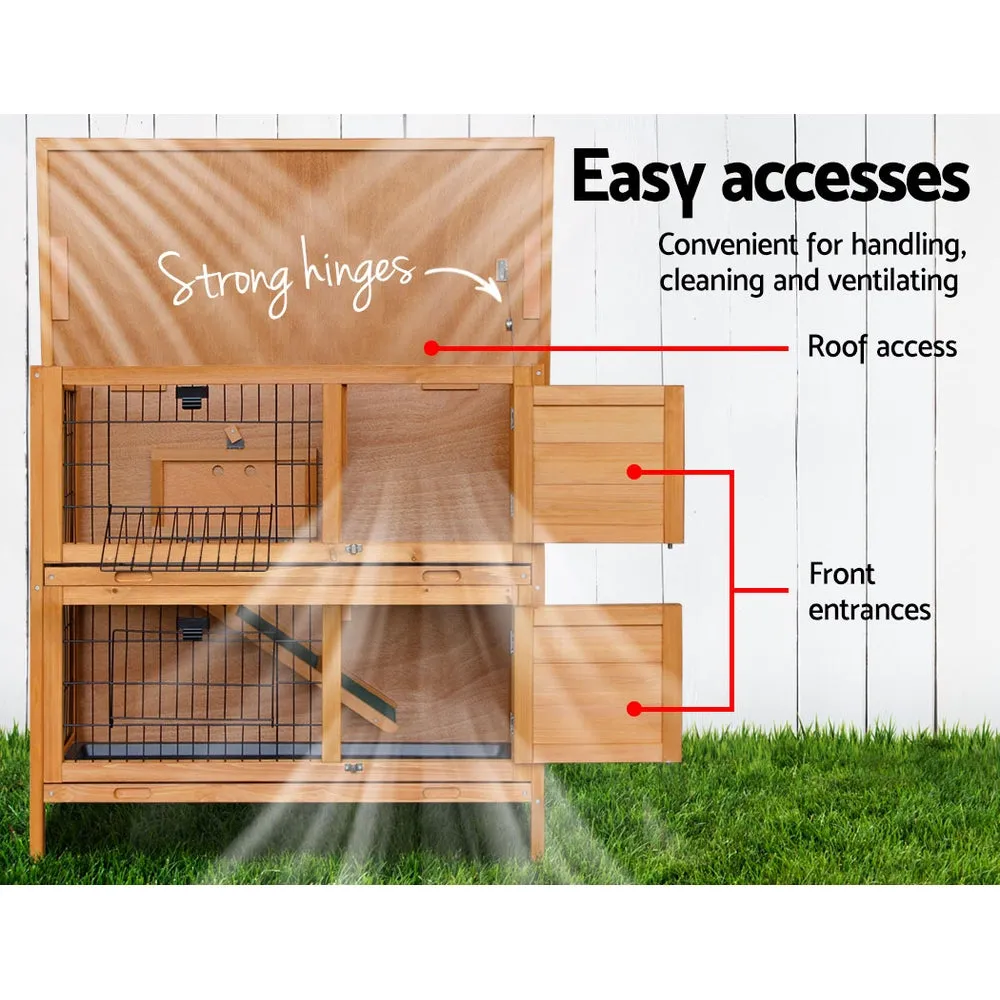 i.Pet Rabbit Hutch Wooden Pet Hutch 82cm x 91.5cm x 45cm