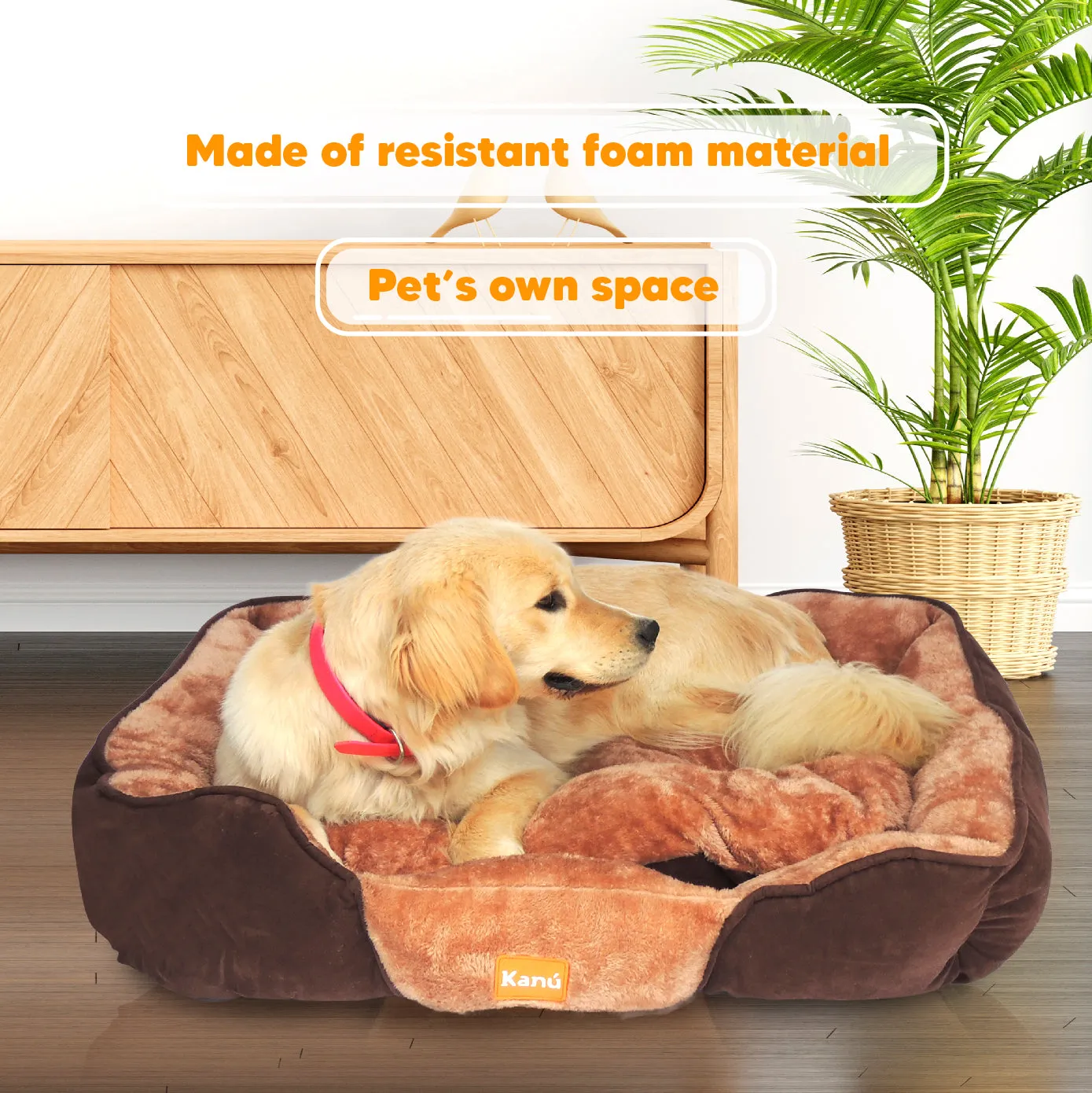 Kanu Pet Rectangular Caramel & Brown Dog Bed