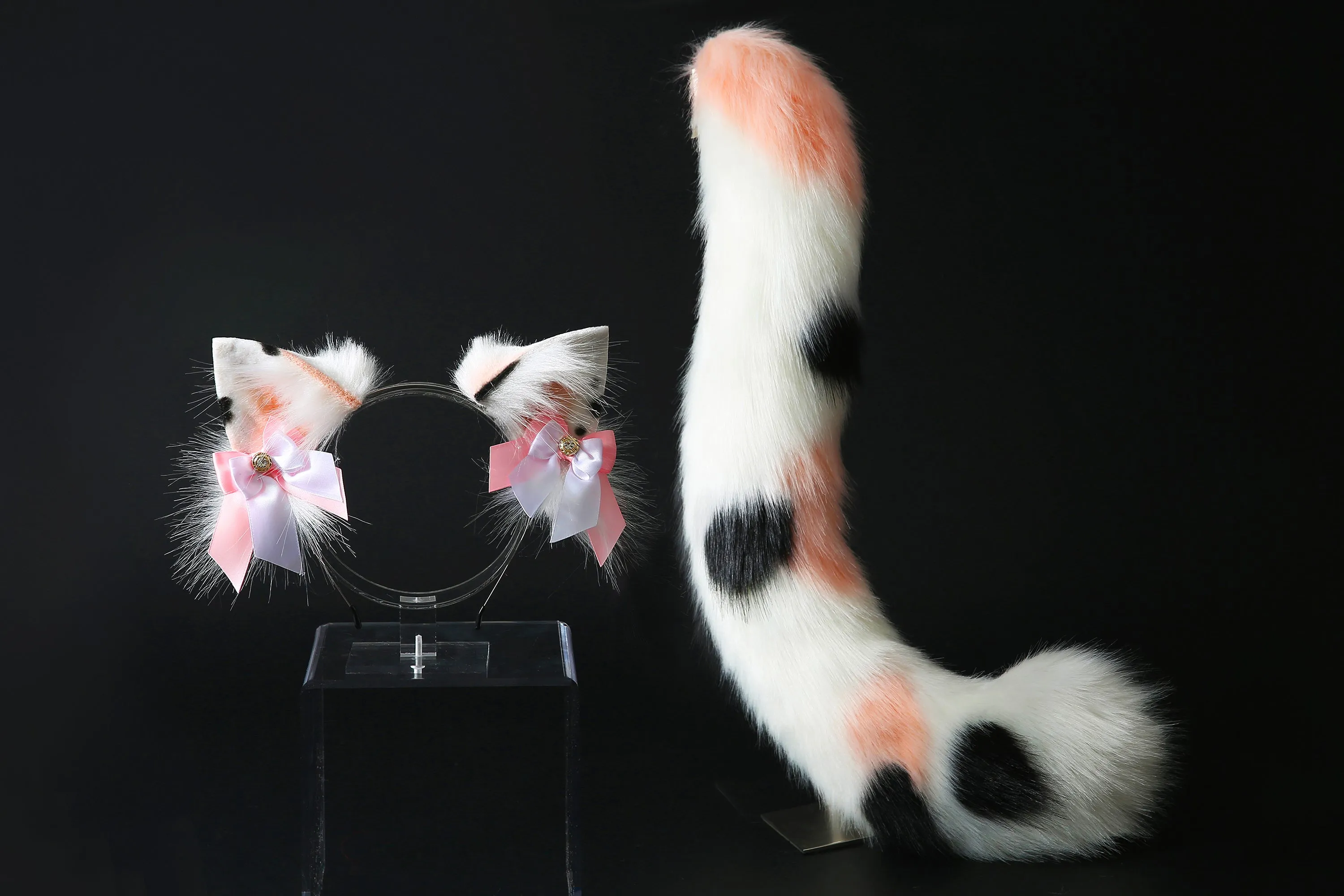 Kitten ear and tail set cat ear headband and tail