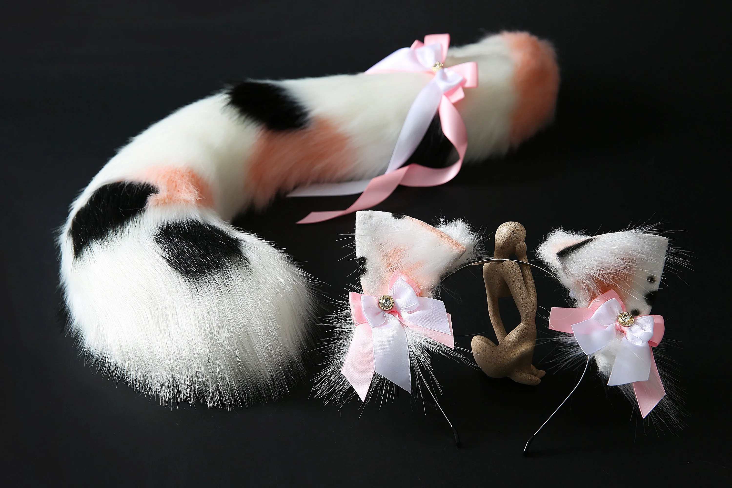 Kitten ear and tail set cat ear headband and tail