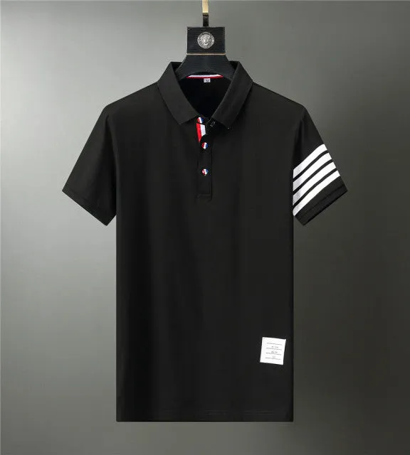 Men Summer solid Polo Shirt Short Sleeve Slim Fit Polos Fashion