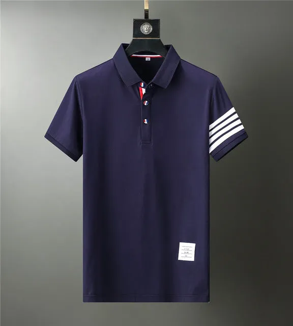 Men Summer solid Polo Shirt Short Sleeve Slim Fit Polos Fashion