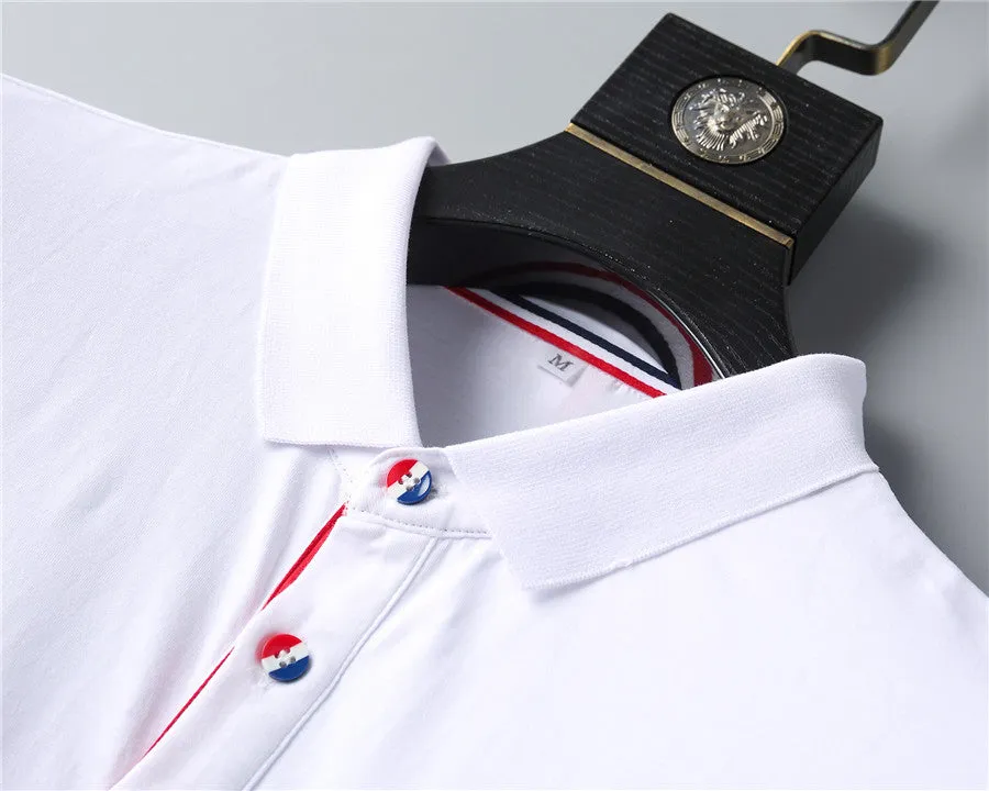 Men Summer solid Polo Shirt Short Sleeve Slim Fit Polos Fashion