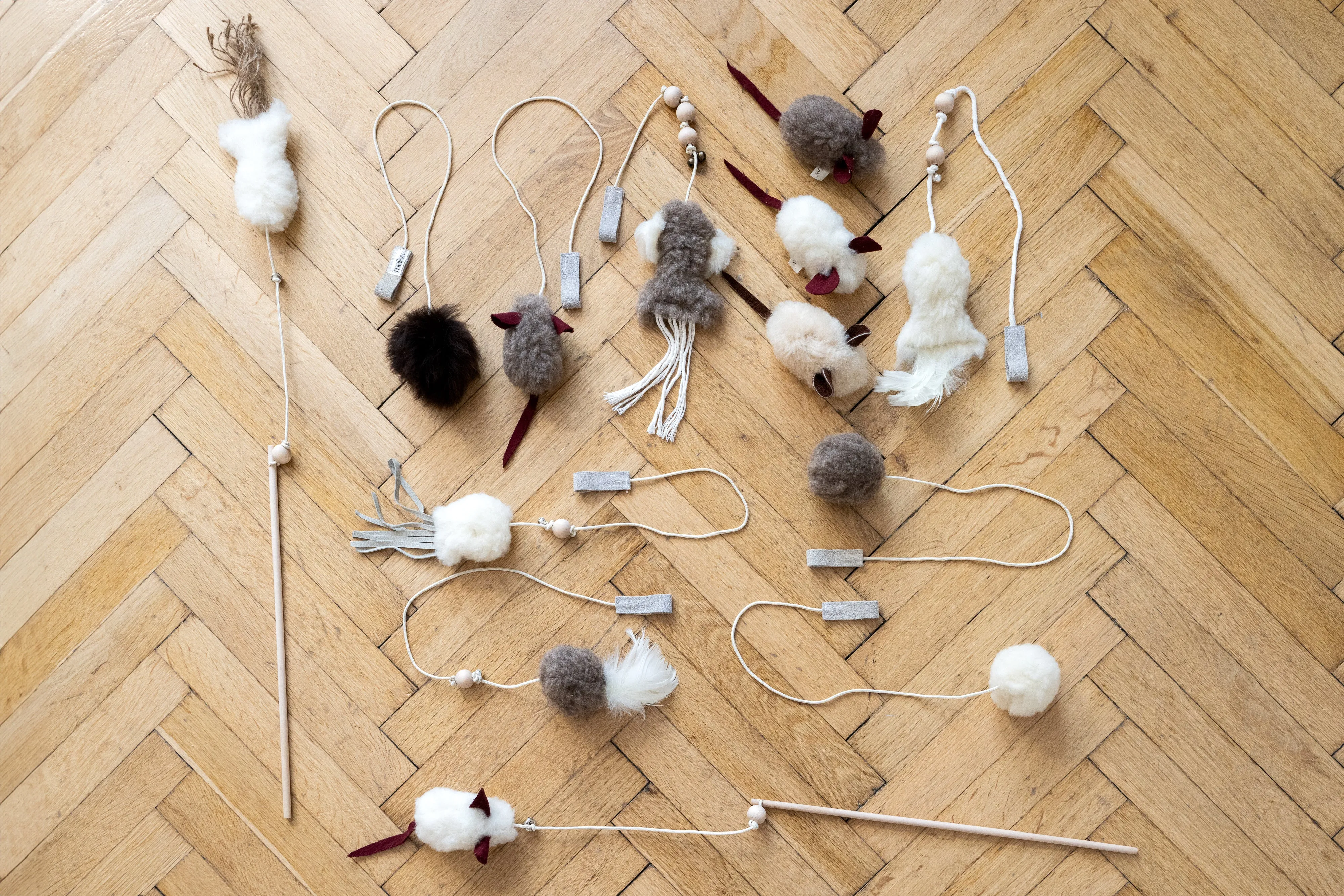 Natural Sheepskin Cat Toy: Ball