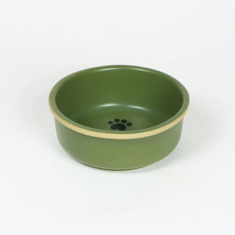 NEW! Set of 2 Small Moss Brookline Pet Bowls by Emerson Creek Pottery Made in USA 0152781x2pc