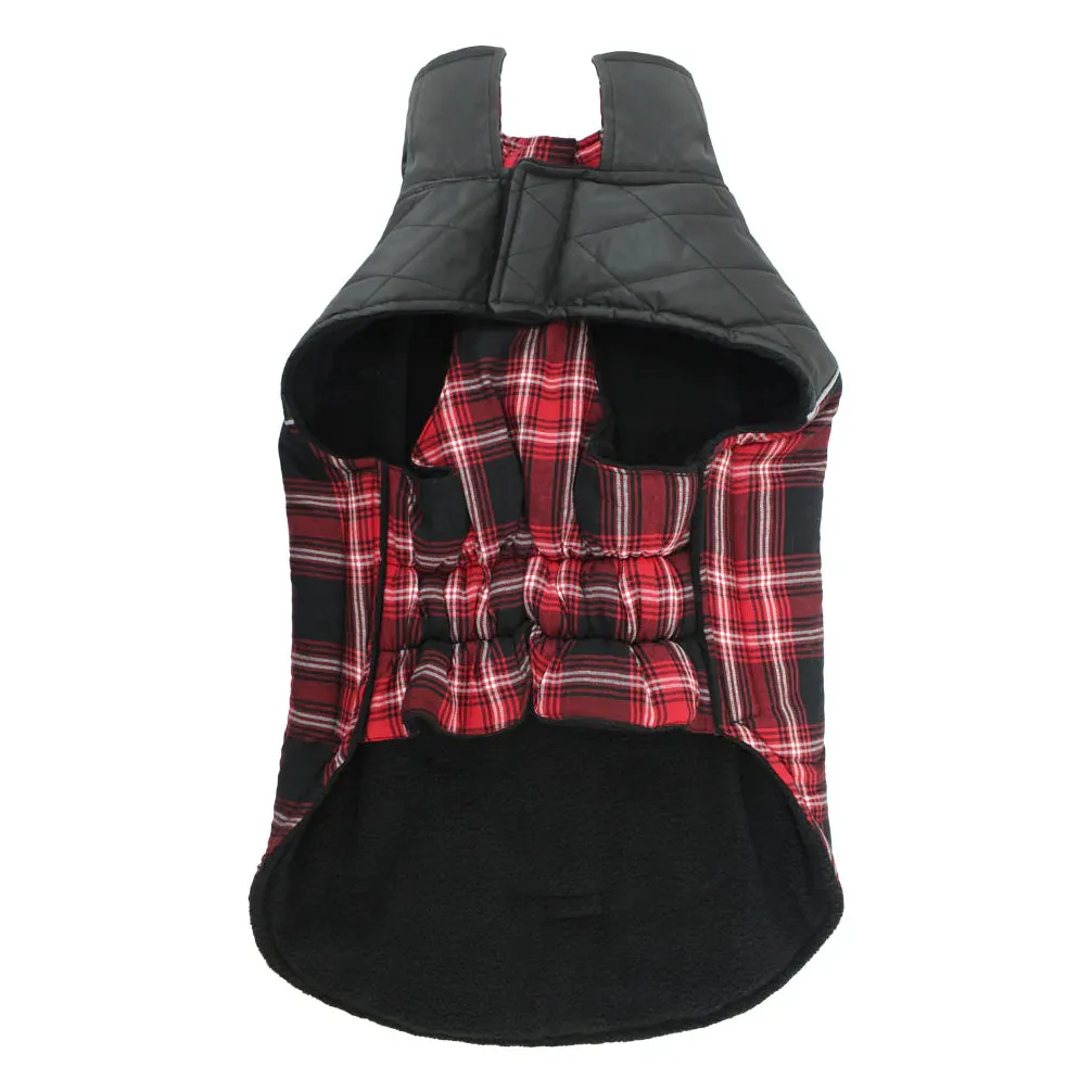 Pawpourri Winter Plaid Jacket for Dogs and Cats (Red/Black)