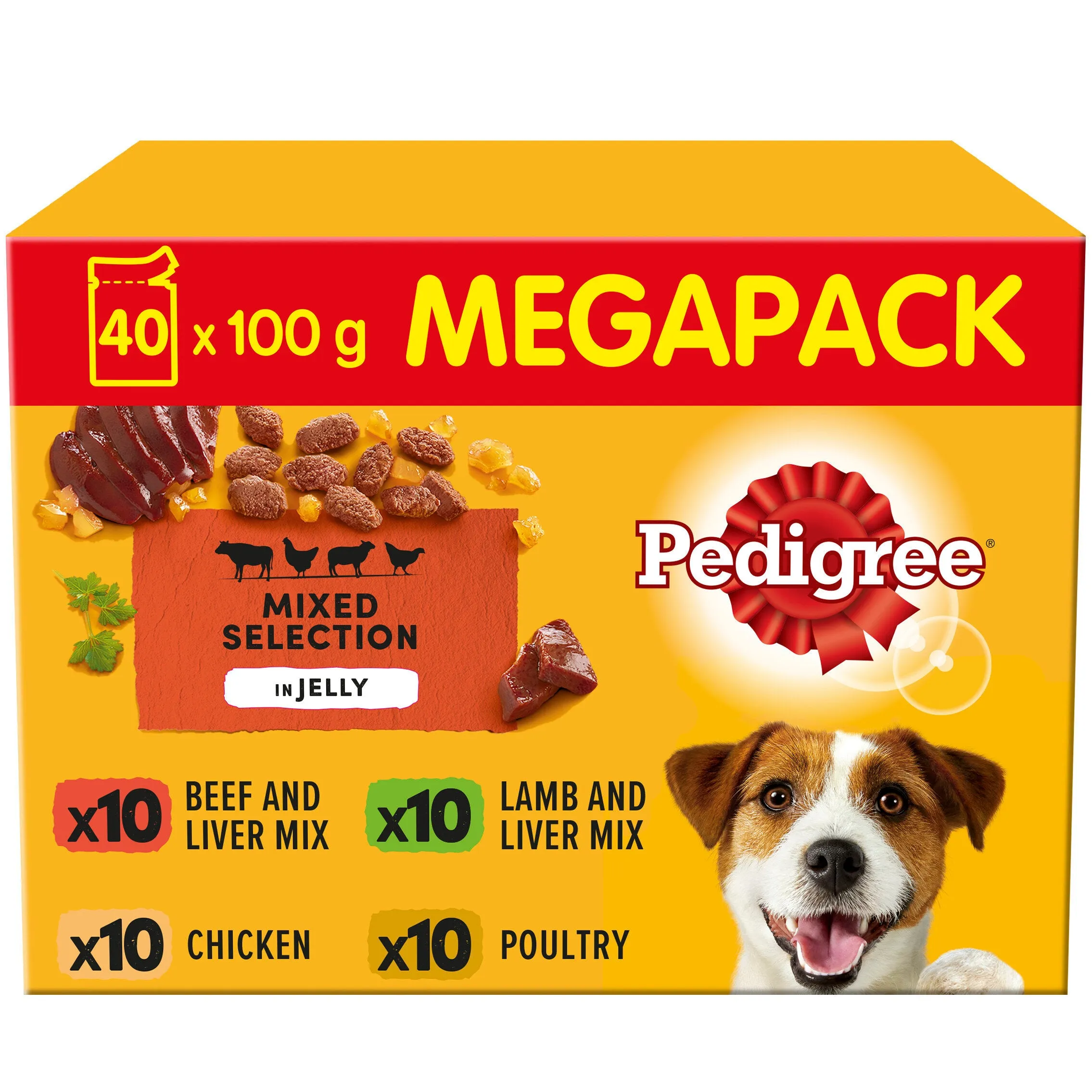 Pedigree Dog Pouch Adult - Mixed Selection in Jelly 40 x 100g Mega Pack