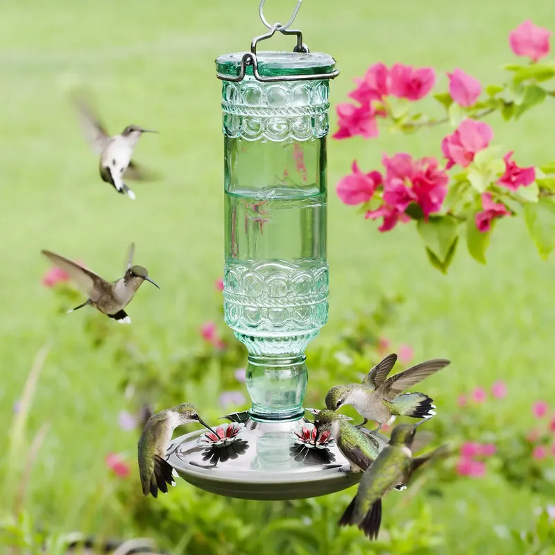 Perky-Pet Hummingbird 10 oz Glass/Metal Nectar Feeder 4 ports