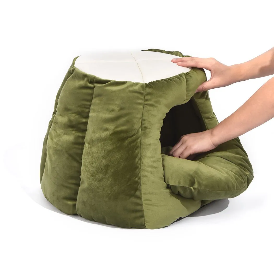 Pet Bed Cat Beds Bedding Castle Igloo Round Nest Comfy Kennel Cave Green L