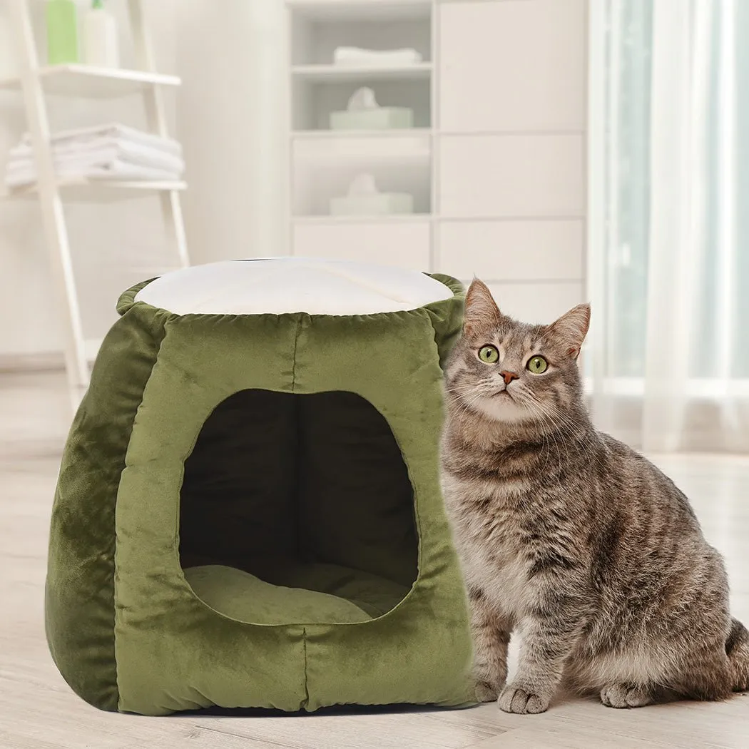 Pet Bed Cat Beds Bedding Castle Igloo Round Nest Comfy Kennel Cave Green L