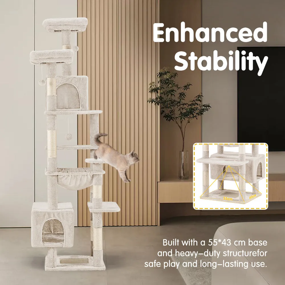 Petzly Cat Tree Tower Scratching Post Scratcher Condo House Bed 180cm Beige