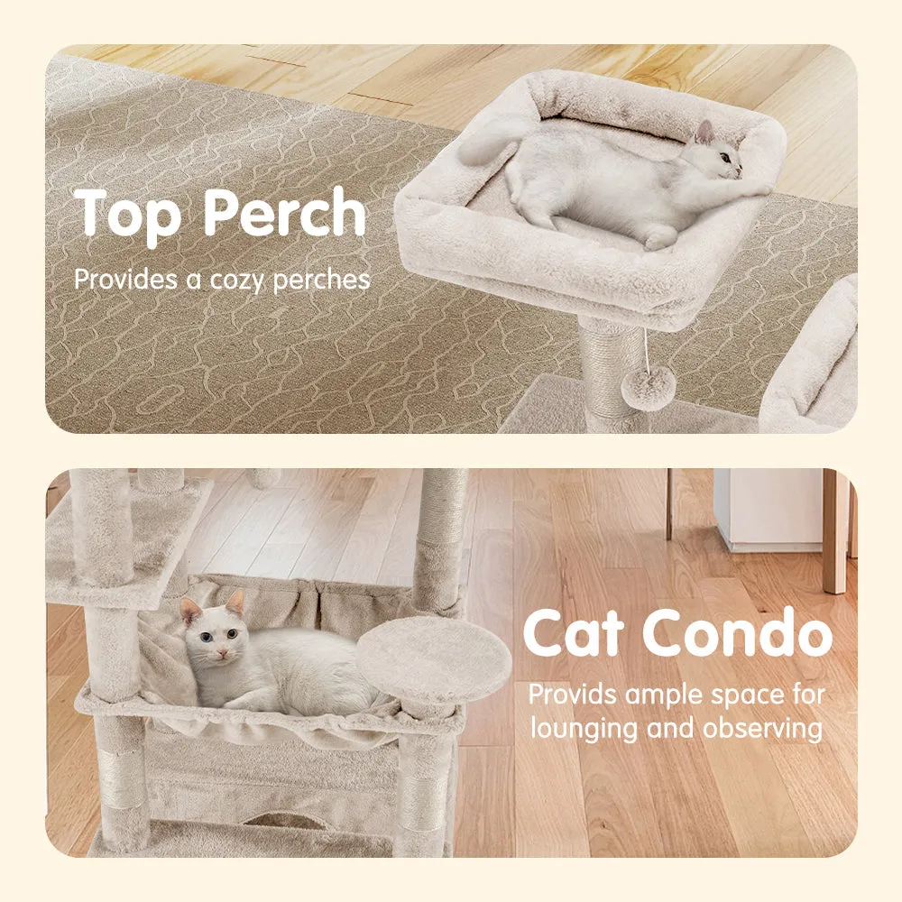 Petzly Cat Tree Tower Scratching Post Scratcher Condo House Bed 180cm Beige