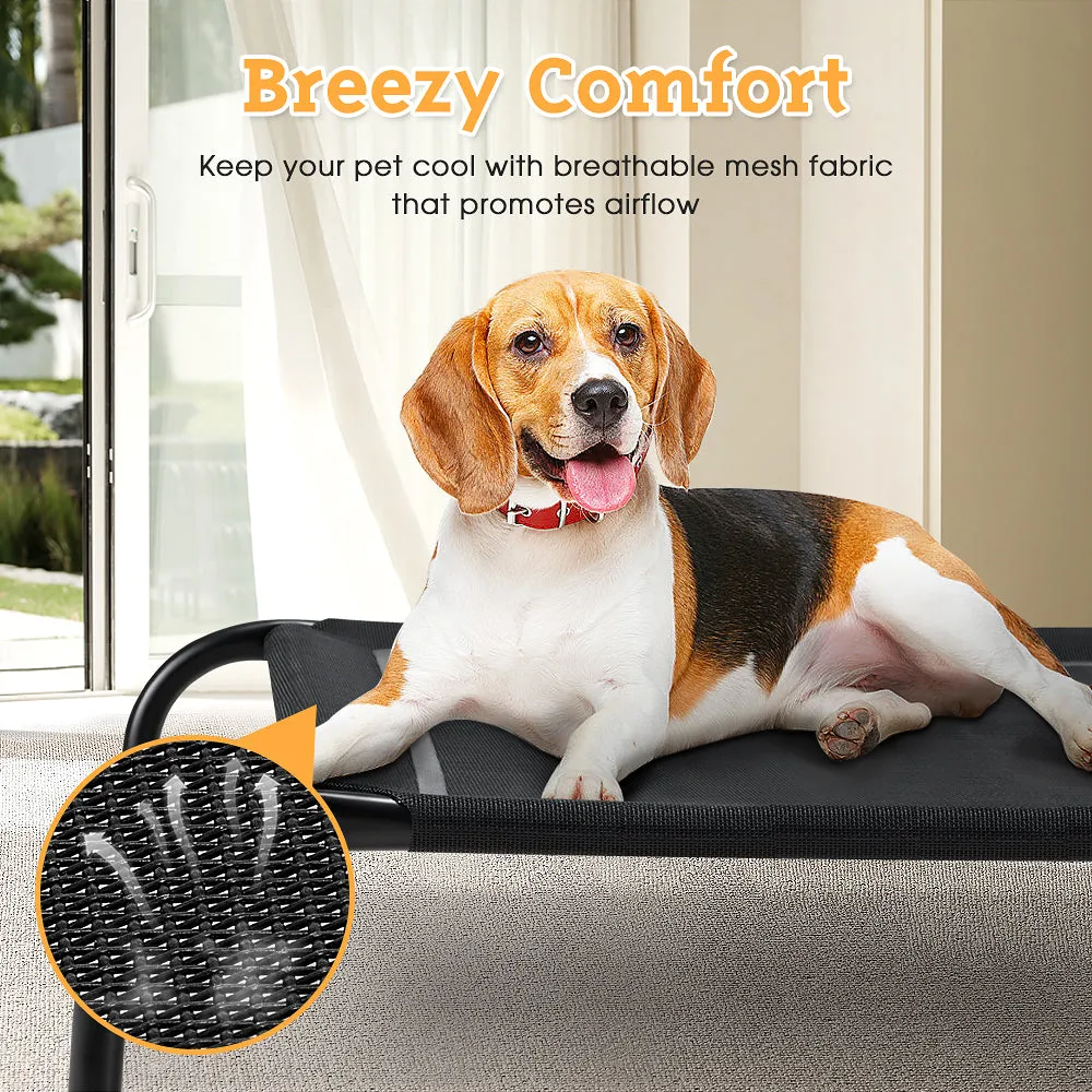 Petzly Cooling Elevated Pet Dog Bed Washable Breathable Mesh Heavy Duty XL Black