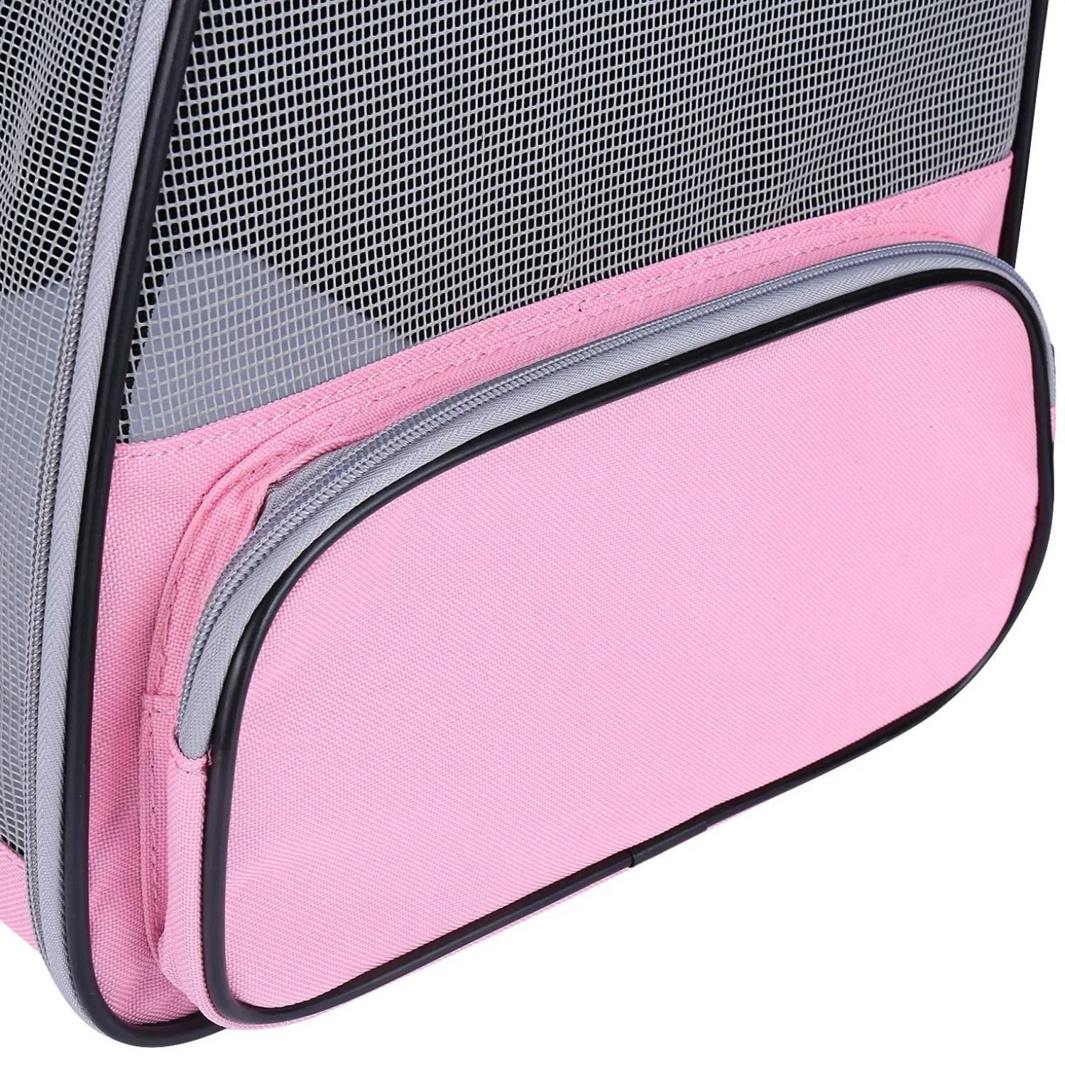 Pink Ventilated Pet Backpack with Pockets, Floofi Model 1