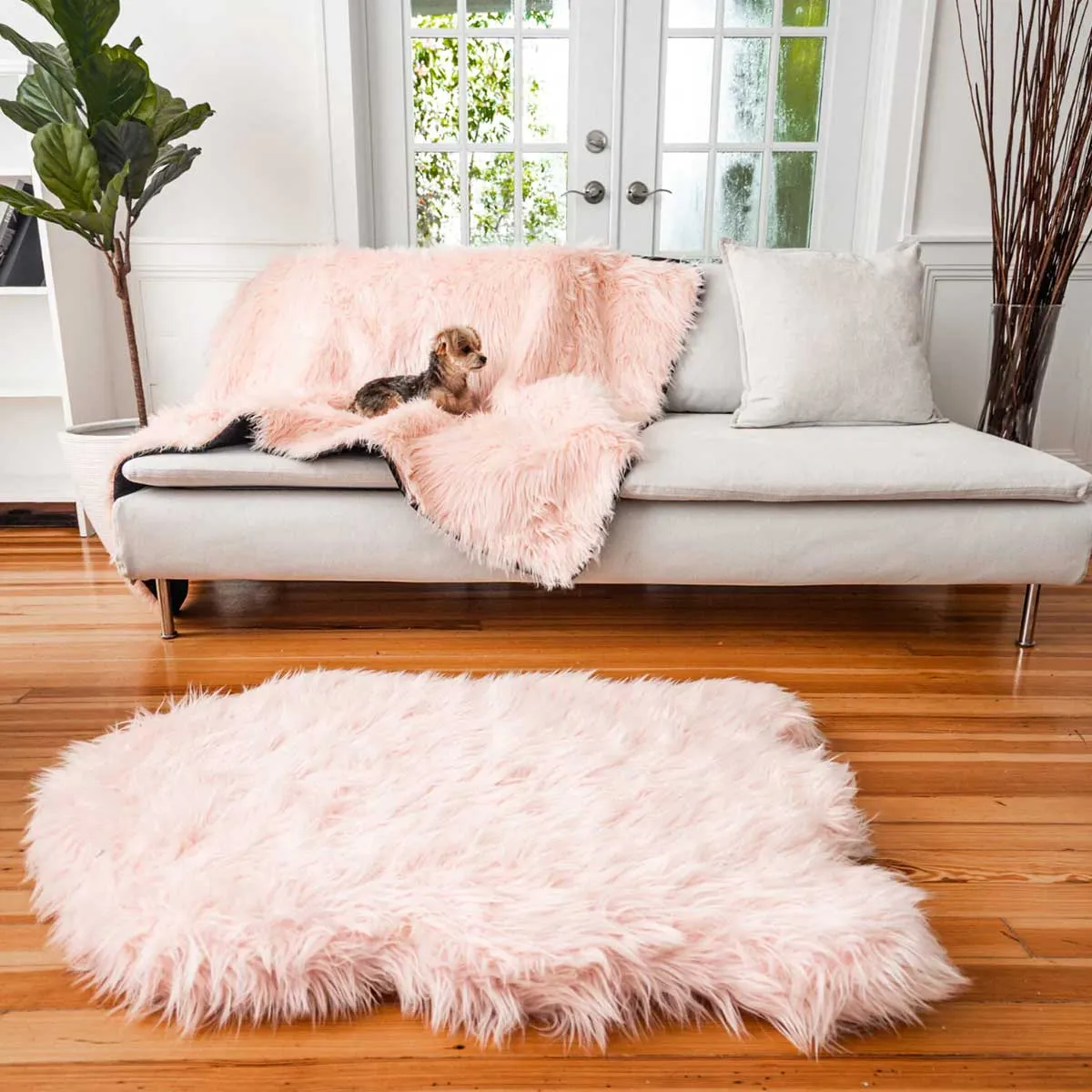 PupProtector Waterproof Throw Blanket - Blush Faux Fur