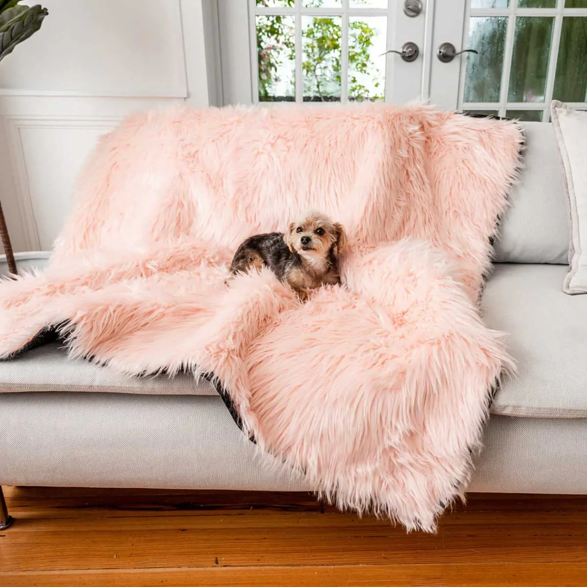 PupProtector Waterproof Throw Blanket - Blush Faux Fur