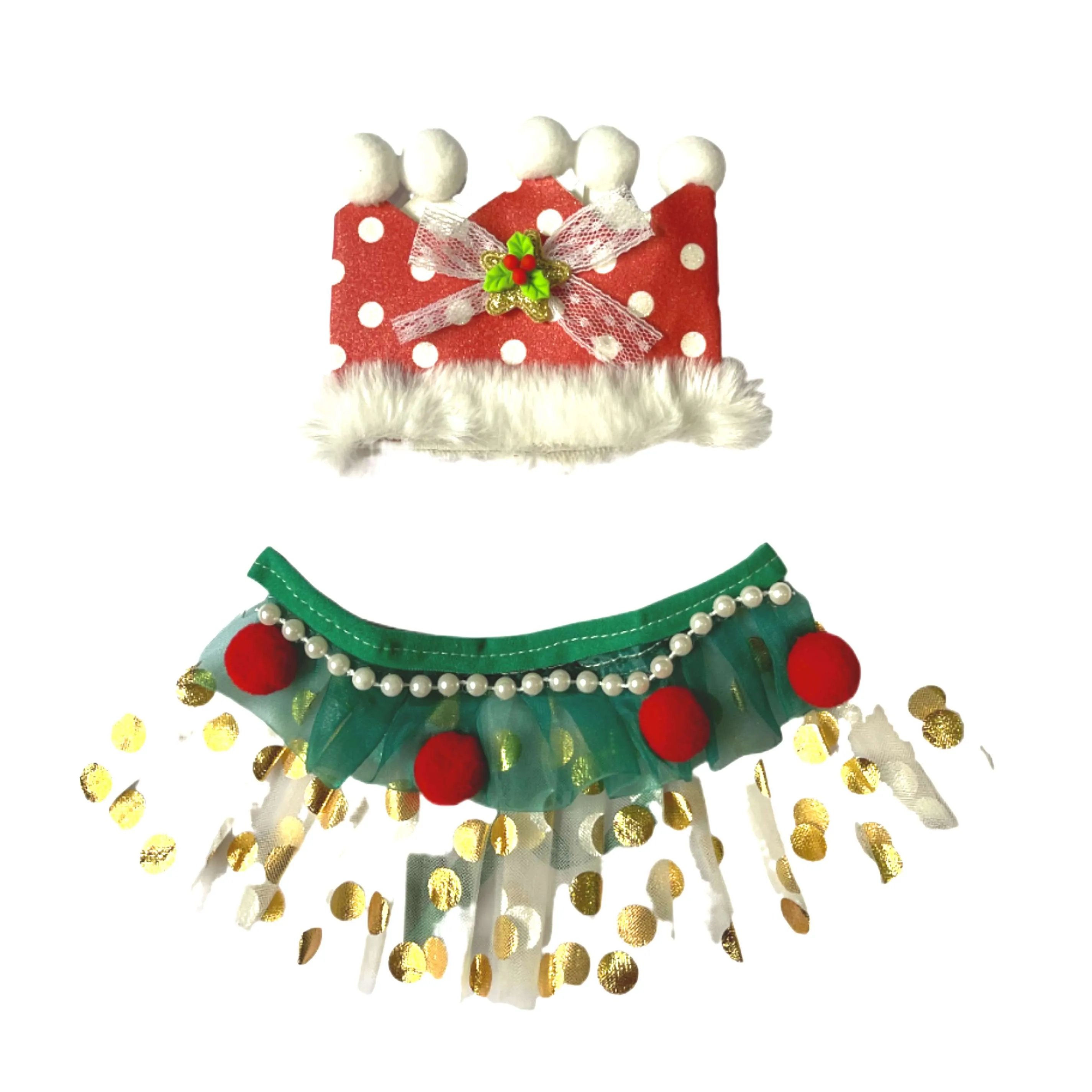 Small Pet Christmas Themed Party Costume Set (2pcs)