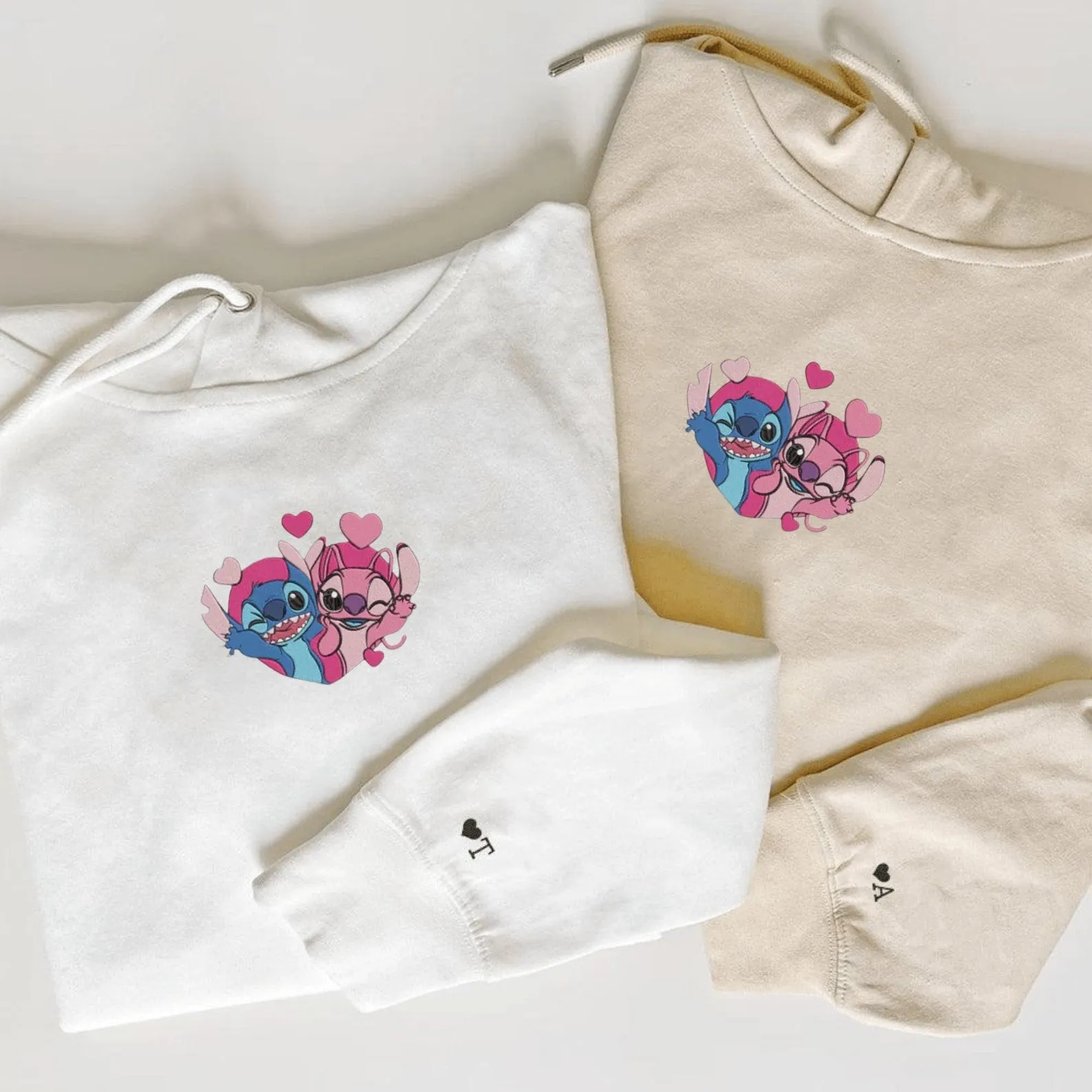 Stitch x Angel Heart Matching Couple Hoodies – Custom Cute Sweatshirts for Couples