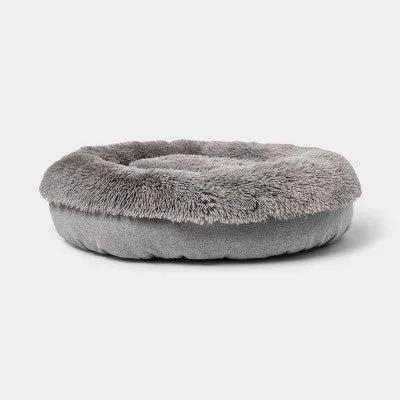 Super Plush Cuddler Round Dog Bed - L - Gray - Boots & Barkley