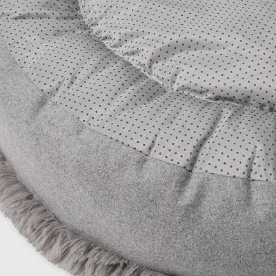 Super Plush Cuddler Round Dog Bed - L - Gray - Boots & Barkley